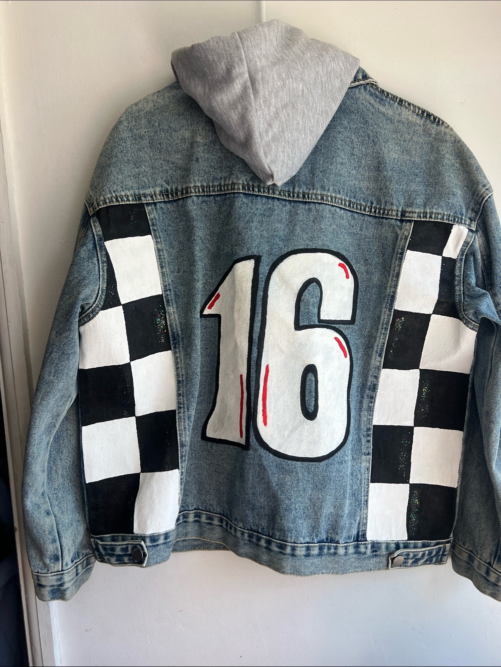 Jean denim coat handmade tribute 16 NASCAR Greg Biffle Jacket men M